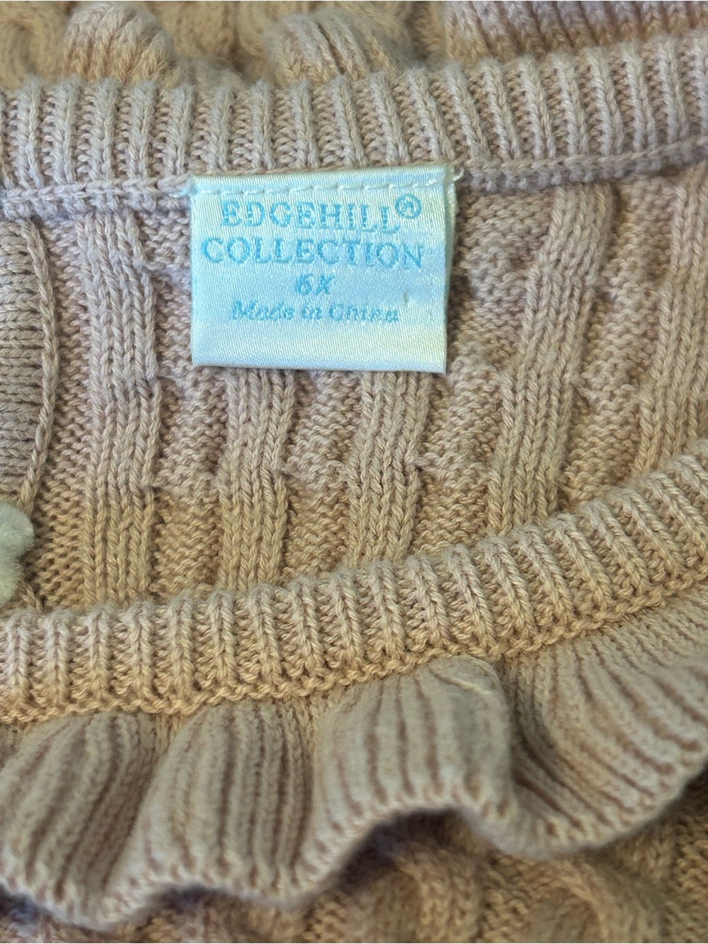 6X Edgehill Collection Cable Knit Ruffle Collar Sweater - Picture 4 of 5